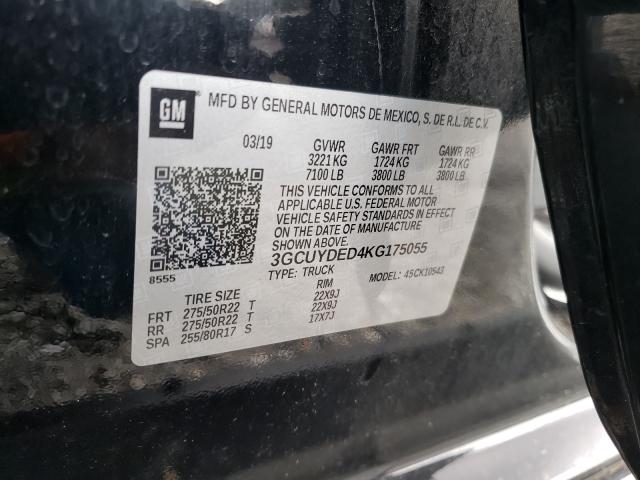 Photo 10 from auction – 2019 CHEVROLET SILVERADO with VIN 3GCUYDED4KG175055