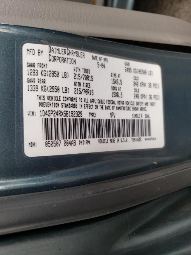 Zdjęcie 10 z aukcji – 2005 DODGE GRAND CARA z VIN 1D4GP24RX5B192329