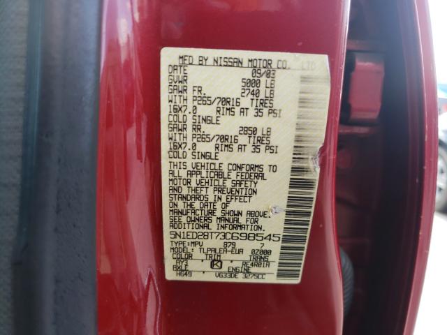 Photo 10 from auction – 2003 NISSAN XTERRA XE with VIN 5N1ED28T73C698545