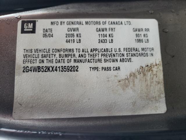 Photo 10 from auction – 2004 BUICK REGAL LS with VIN 2G4WB52KX41359202