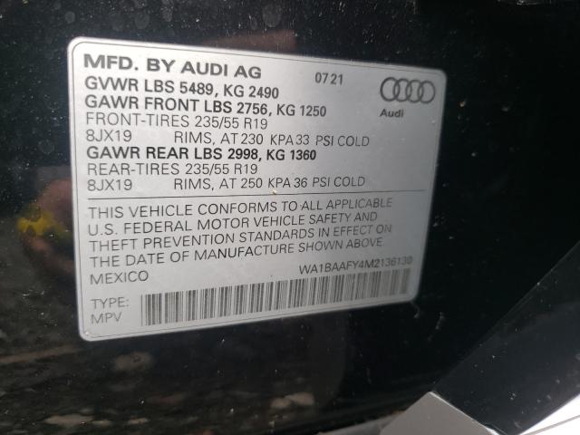 Photo 10 from auction – 2021 AUDI Q5 PREMIUM with VIN WA1BAAFY4M2136130