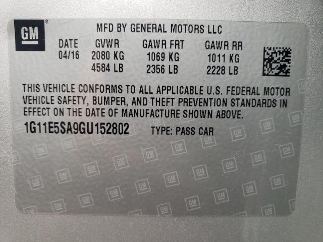 Photo 10 from auction – 2016 CHEVROLET MALIBU LIM with VIN 1G11E5SA9GU152802