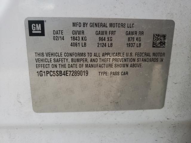 Photo 10 from auction – 2014 CHEVROLET CRUZE LT with VIN 1G1PC5SB4E7289019