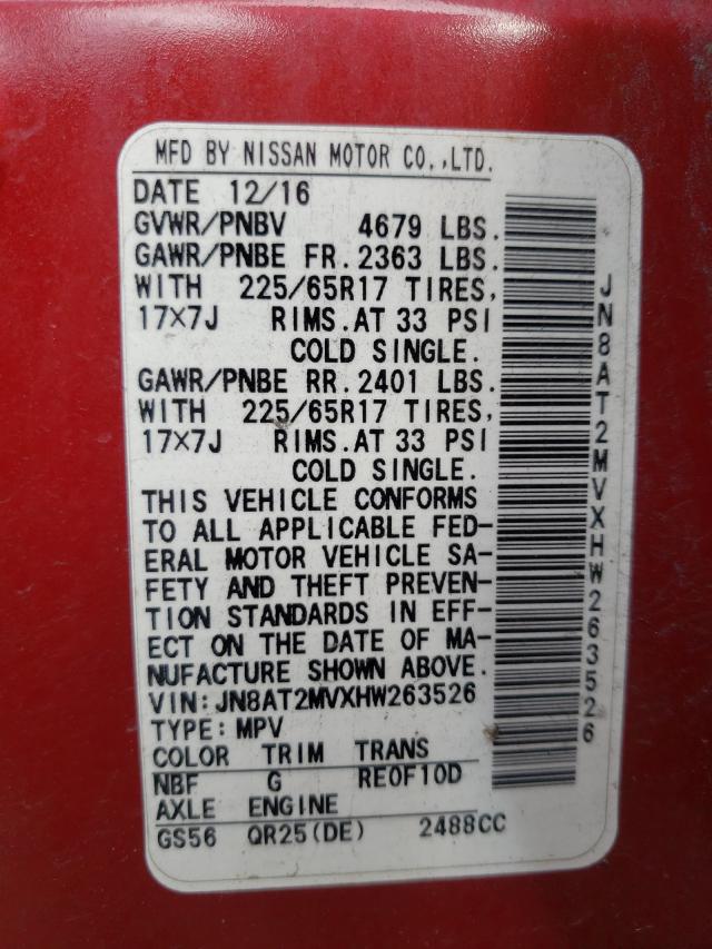 Photo 10 from auction – 2017 NISSAN ROGUE S with VIN JN8AT2MVXHW263526