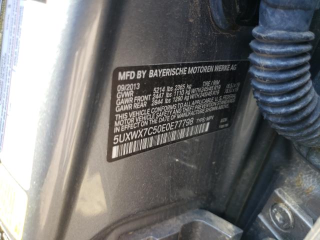 Photo 10 from auction – 2014 BMW X3 XDRIVE3 with VIN 5UXWX7C50E0E77798