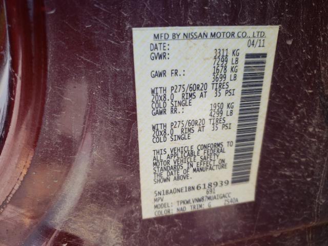 Photo 10 from auction – 2011 NISSAN ARMADA PLA with VIN 5N1BA0NE1BN618939