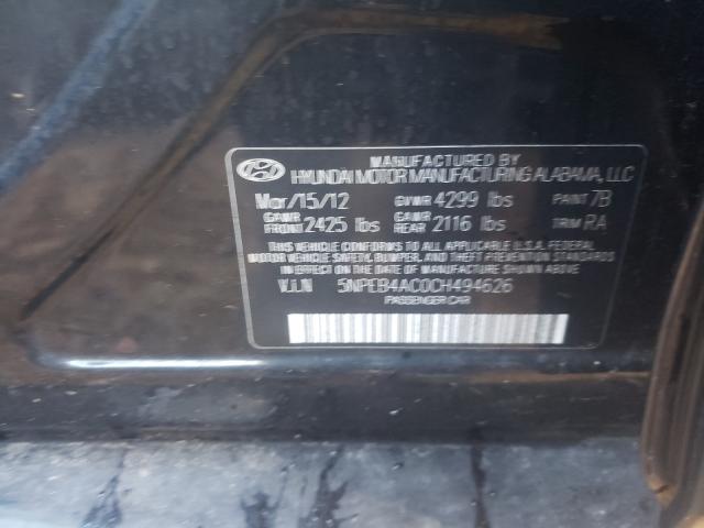Photo 10 from auction – 2012 HYUNDAI SONATA GLS with VIN 5NPEB4AC0CH494626