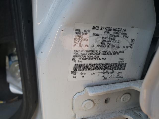 Photo 10 from auction – 2007 FORD F250 SUPER with VIN 1FTSW20597EA14183