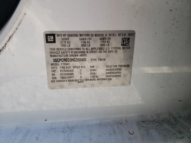 Photo 10 from auction – 2017 CHEVROLET SILVERADO with VIN 3GCPCREC0HG358400