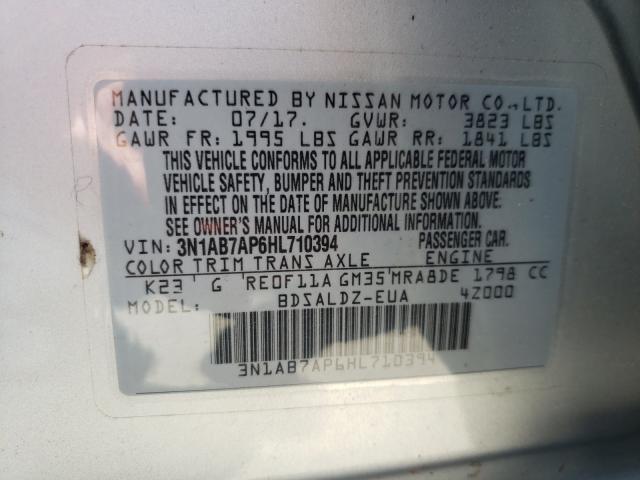 Photo 1 from auction – 2017 NISSAN SENTRA S with VIN 3N1AB7AP6HL710394