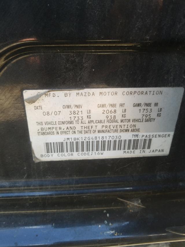 Photo 10 from auction – 2008 MAZDA 3 I with VIN JM1BK12G481817030