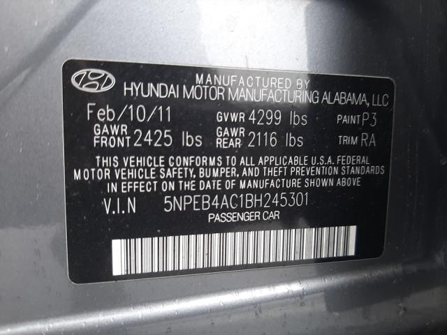 Photo 10 from auction – 2011 HYUNDAI SONATA GLS with VIN 5NPEB4AC1BH245301