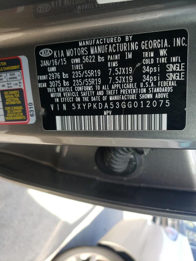 Photo 10 from auction – 2016 KIA SORENTO SX with VIN 5XYPKDA53GG012075