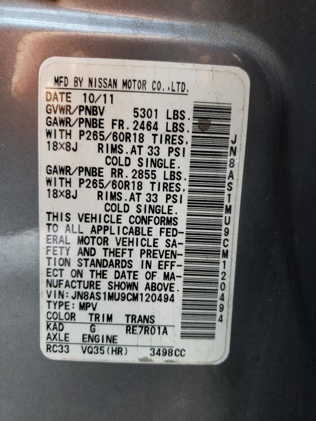 Photo 10 from auction – 2012 INFINITI FX35 with VIN JN8AS1MU9CM120494
