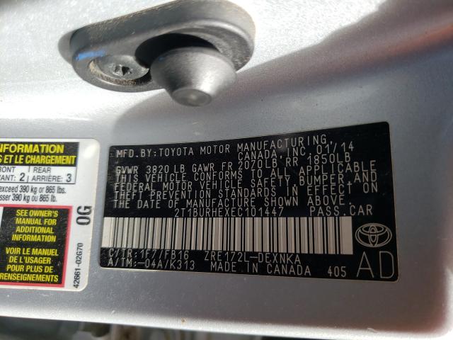 Photo 10 from auction – 2014 TOYOTA COROLLA L with VIN 2T1BURHEXEC101447