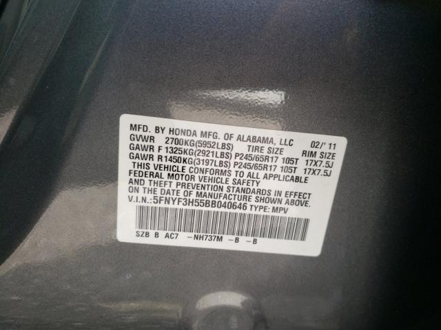 Photo 10 from auction – 2011 HONDA PILOT EXL with VIN 5FNYF3H55BB040646