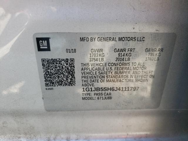 Photo 10 from auction – 2018 CHEVROLET SONIC LS with VIN 1G1JB5SH6J4111797