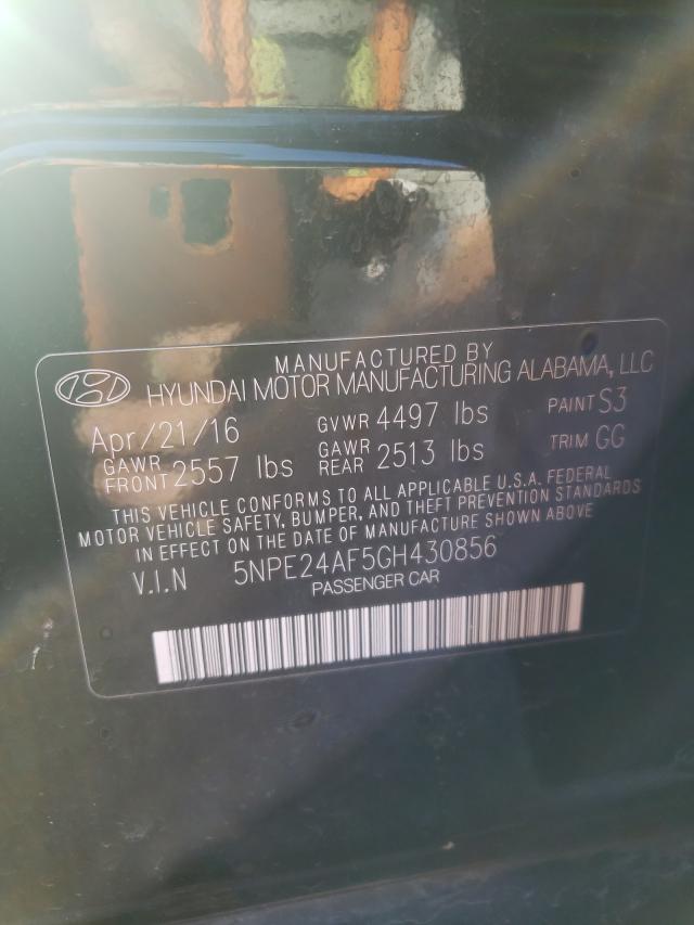 Photo 10 from auction – 2016 HYUNDAI SONATA SE with VIN 5NPE24AF5GH430856