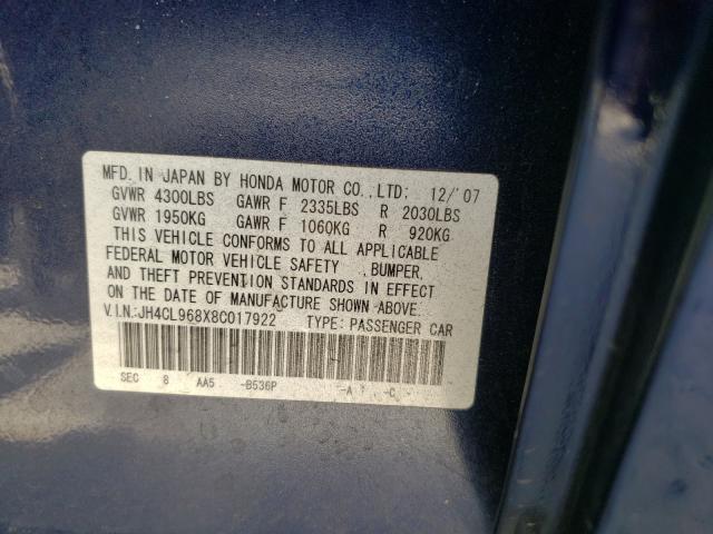 Photo 10 from auction – 2008 ACURA TSX with VIN JH4CL968X8C017922