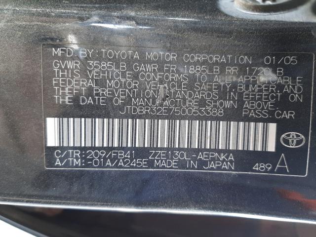 Photo 10 from auction – 2005 TOYOTA COROLLA CE with VIN JTDBR32E750053388