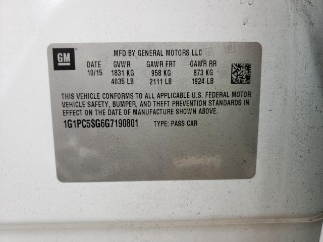 Photo 10 from auction – 2016 CHEVROLET CRUZE LIMI with VIN 1G1PC5SG6G7190801