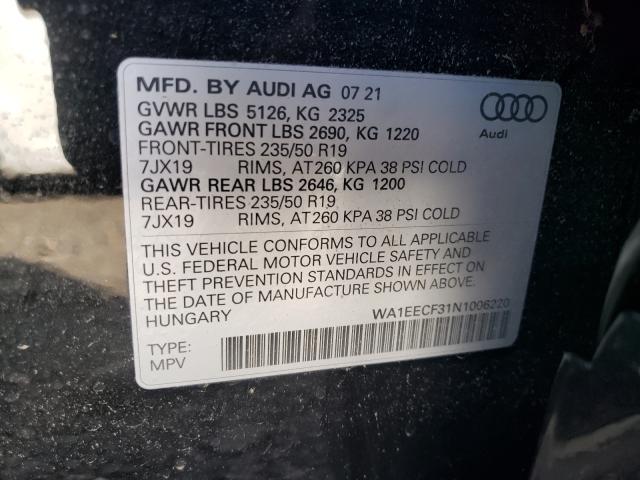 Photo 10 from auction – 2022 AUDI Q3 PREMIUM with VIN WA1EECF31N1006220