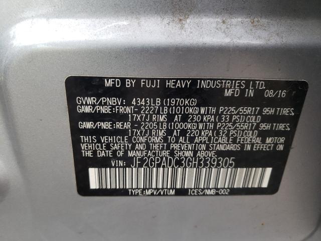 Photo 10 from auction – 2016 SUBARU CROSSTREK with VIN JF2GPADC3GH339305