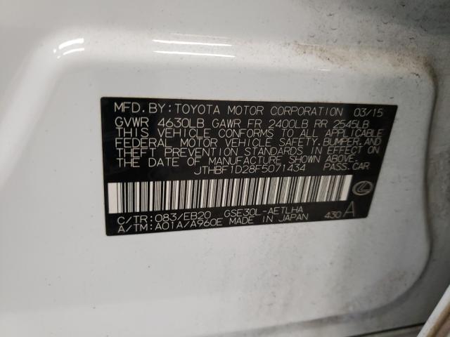 Photo 10 from auction – 2015 LEXUS IS 250 with VIN JTHBF1D28F5071434