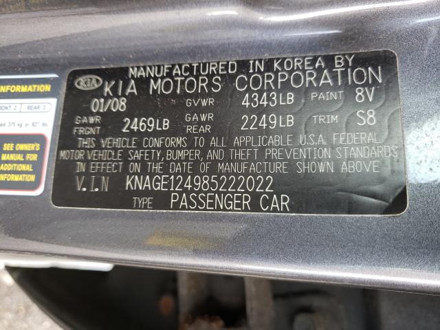 Photo 10 from auction – 2008 KIA OPTIMA LX with VIN KNAGE124985222022