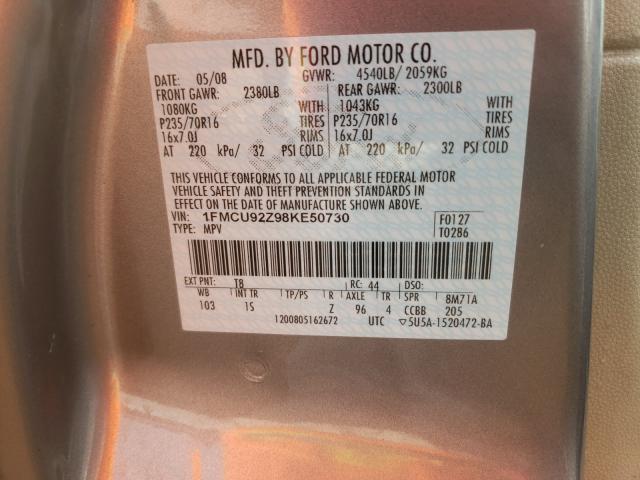 Photo 10 from auction – 2008 FORD ESCAPE XLS with VIN 1FMCU92Z98KE50730