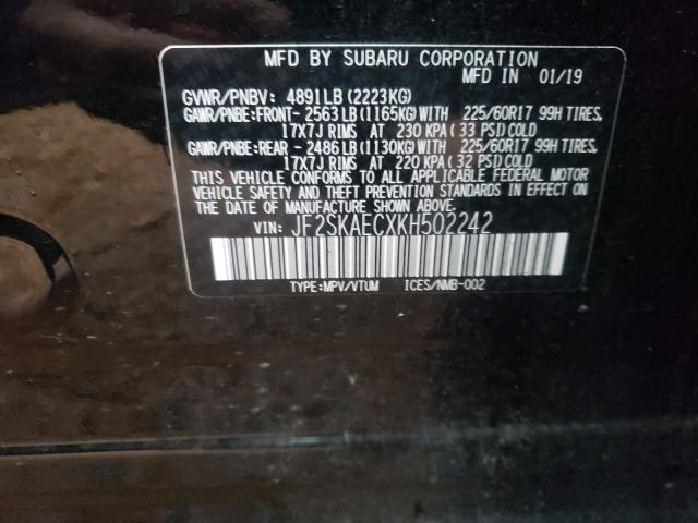 Photo 10 from auction – 2019 SUBARU FORESTER P with VIN JF2SKAECXKH502242