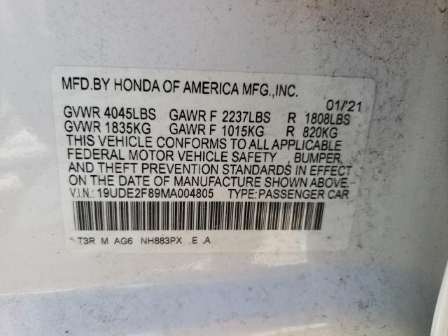 Photo 10 from auction – 2021 ACURA 1.6EL SPRT with VIN 19UDE2F89MA004805