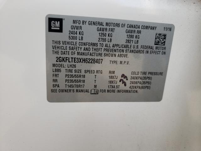 Photo 10 from auction – 2017 GMC TERRAIN SL with VIN 2GKFLTE3XH6228407