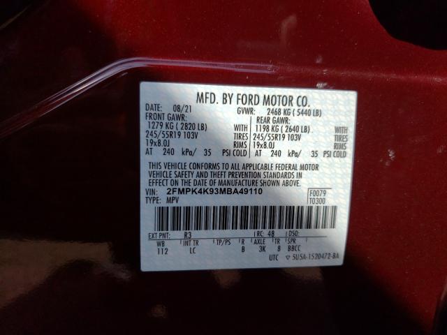 Photo 10 from auction – 2021 FORD EDGE TITAN with VIN 2FMPK4K93MBA49110