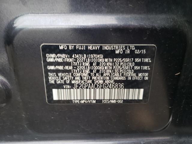 Photo 10 from auction – 2015 SUBARU XV CROSSTR with VIN JF2GPAAC6FG246836