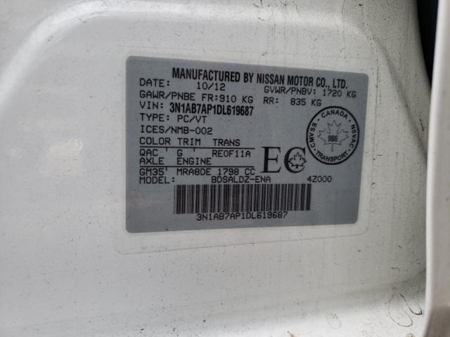 Photo 10 from auction – 2013 NISSAN SENTRA S with VIN 3N1AB7AP1DL619687