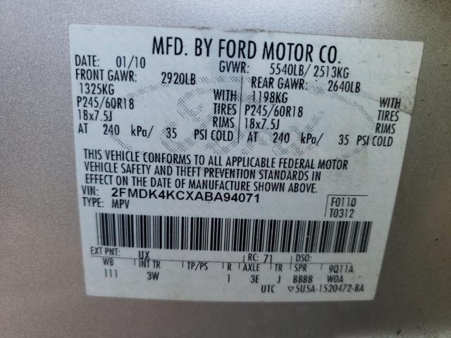 Photo 10 from auction – 2010 FORD EDGE LIMIT with VIN 2FMDK4KCXABA94071