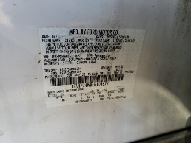 Photo 10 from auction – 2012 FORD TAURUS SEL with VIN 1FAHP2HW8CG101677