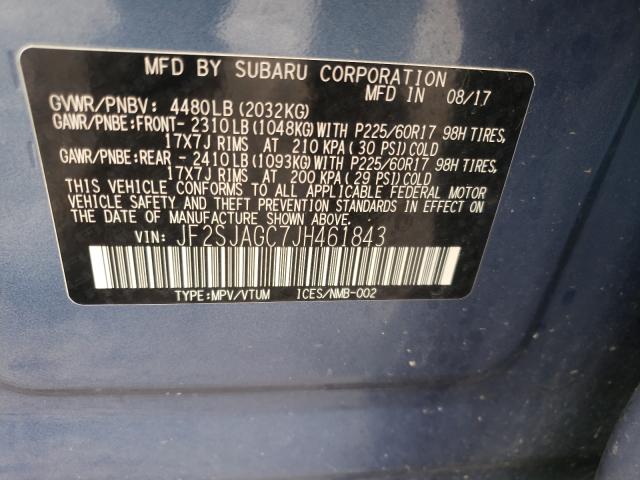 Photo 10 from auction – 2018 SUBARU FORESTER 2 with VIN JF2SJAGC7JH461843
