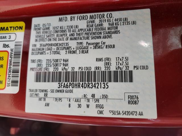 Photo 10 from auction – 2013 FORD FUSION SE with VIN 3FA6P0HR4DR342135