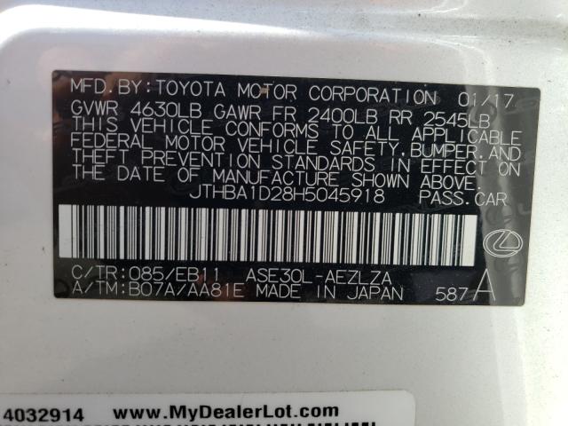 Photo 10 from auction – 2017 LEXUS IS 200T with VIN JTHBA1D28H5045918