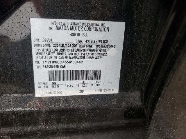 Photo 10 from auction – 2005 MAZDA 6 S with VIN 1YVHP80D455M03449