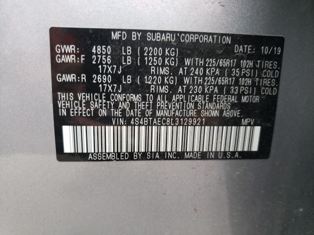 Photo 10 from auction – 2020 SUBARU OUTBACK PR with VIN 4S4BTAEC8L3129921