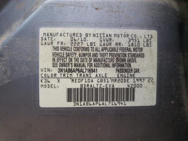Photo 10 from auction – 2010 NISSAN SENTRA 2.0 with VIN 3N1AB6AP6AL716941