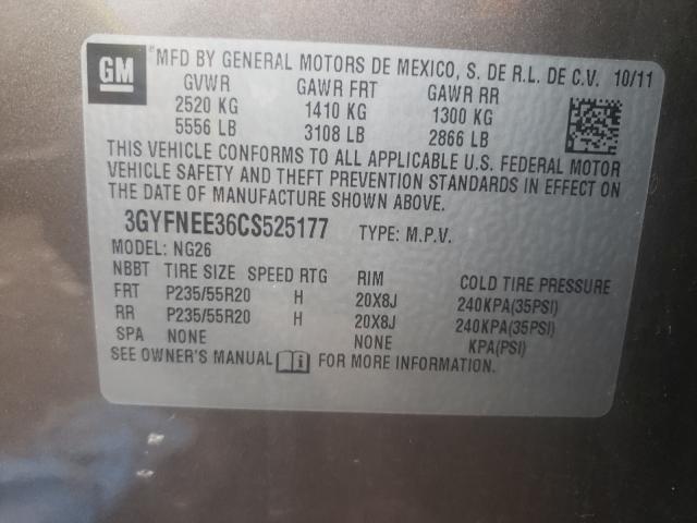 Photo 10 from auction – 2012 CADILLAC SRX PERFOR with VIN 3GYFNEE36CS525177