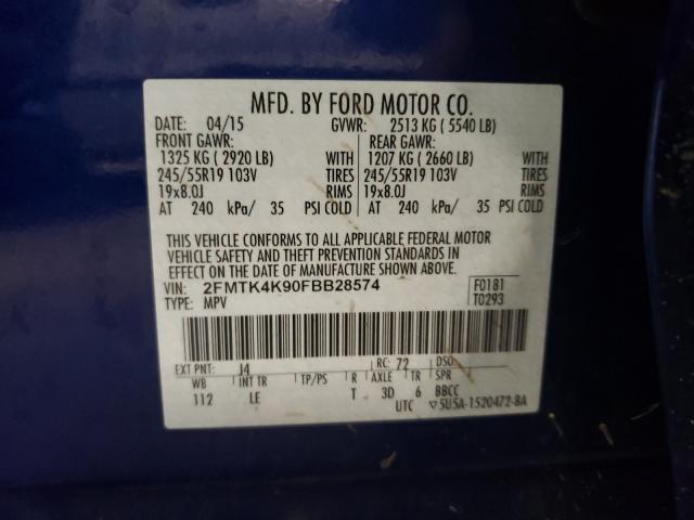 Photo 10 from auction – 2015 FORD EDGE TITAN with VIN 2FMTK4K90FBB28574