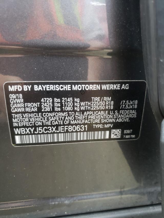 Photo 10 from auction – 2018 BMW X2 XDRIVE2 with VIN WBXYJ5C3XJEF80631