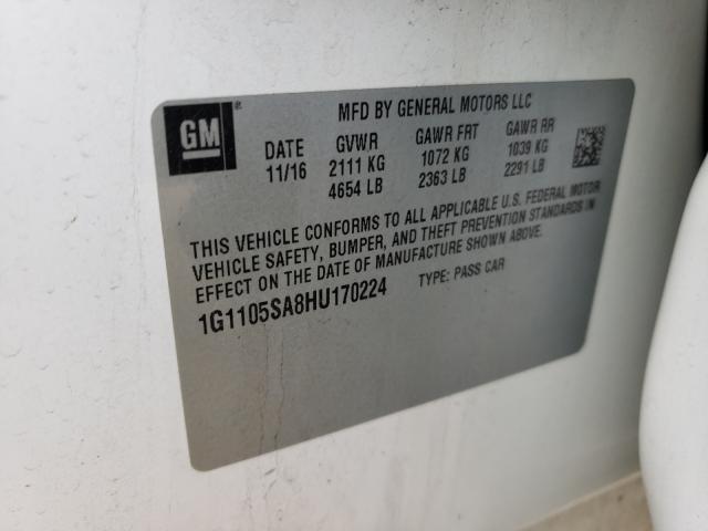 Photo 10 from auction – 2017 CHEVROLET IMPALA LT with VIN 1G1105SA8HU170224