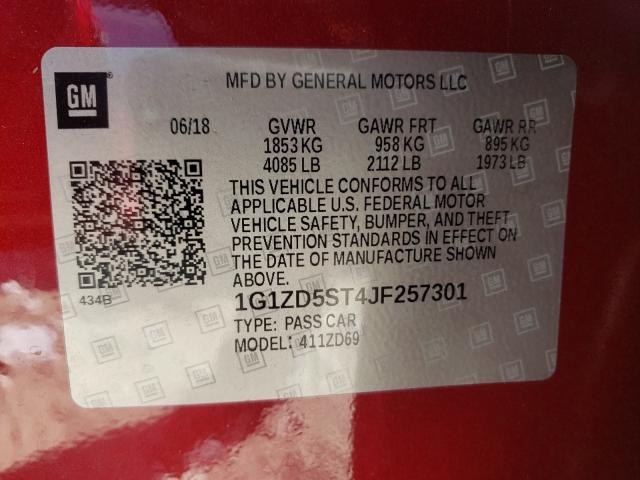 Photo 10 from auction – 2018 CHEVROLET MALIBU LT with VIN 1G1ZD5ST4JF257301