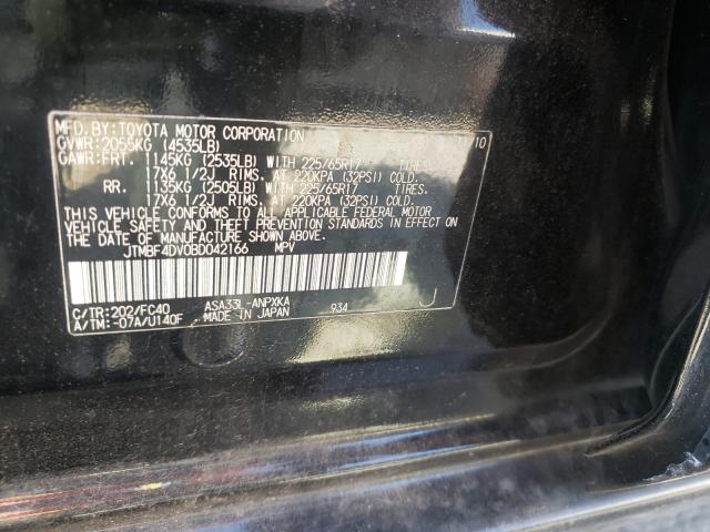 Photo 10 from auction – 2011 TOYOTA RAV4 with VIN JTMBF4DV0BD042166